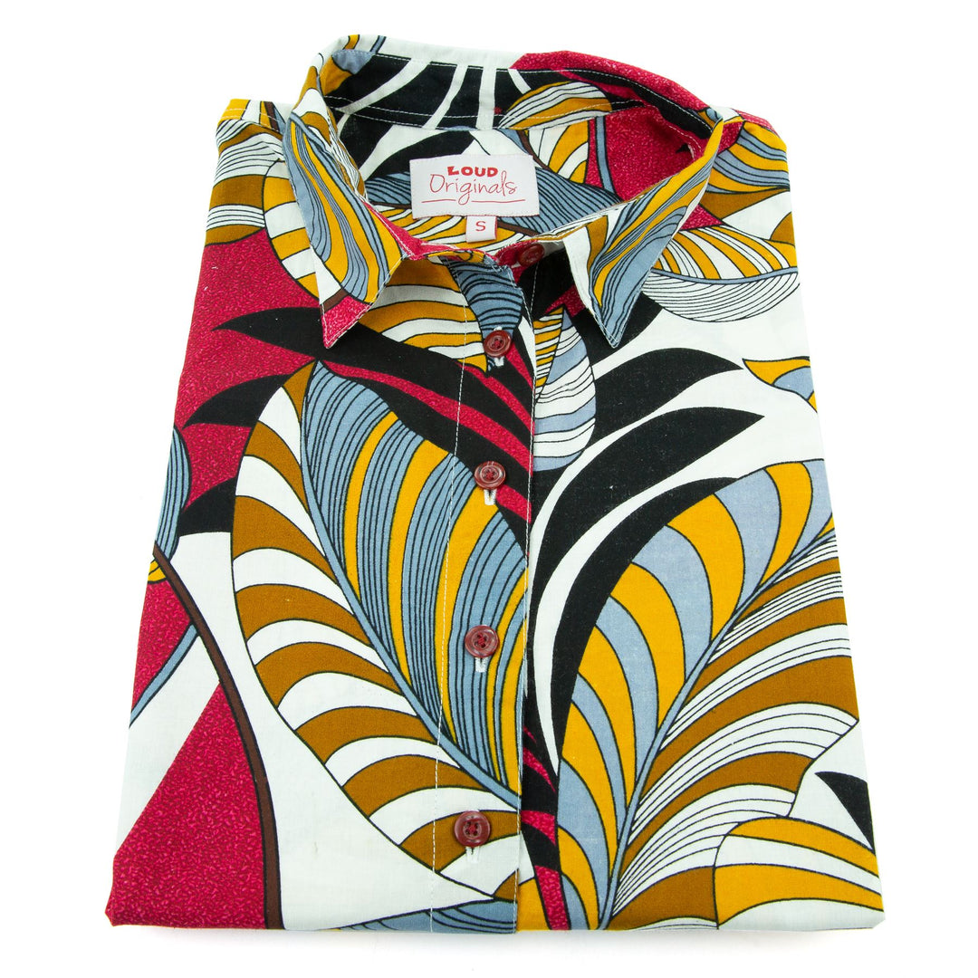 Classic Women's Shirt - Red Tropical Leaf