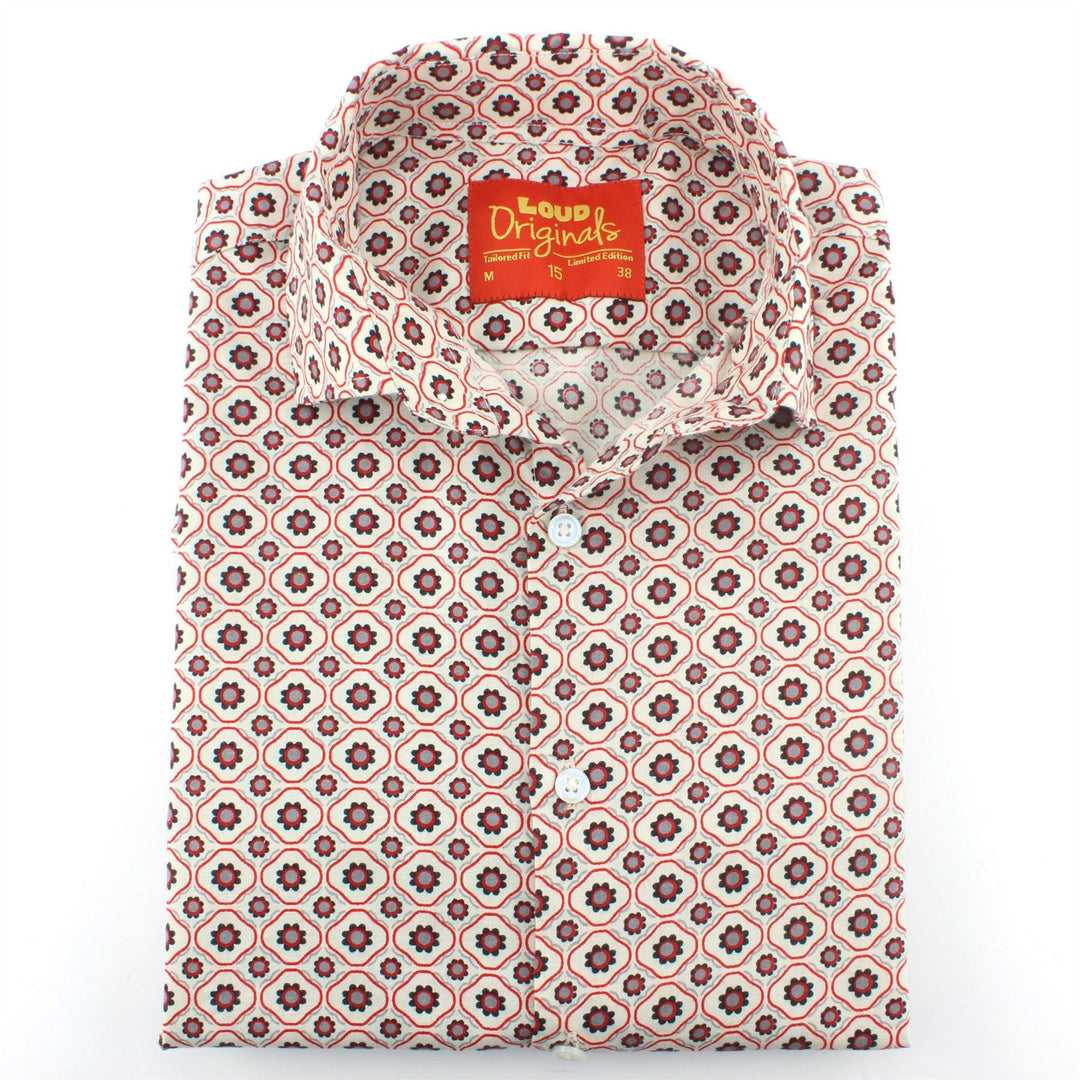 Tailored Fit Long Sleeve Shirt - Tiny Floral Tile