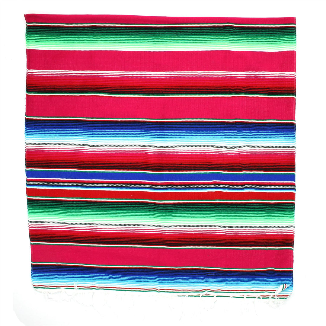 Handwoven Mexican Serape Small 192cm x 88cm - Pink