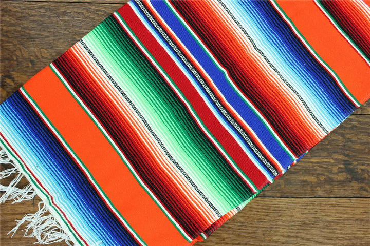 Handwoven Mexican Serape Small 192cm x 88cm - Orange