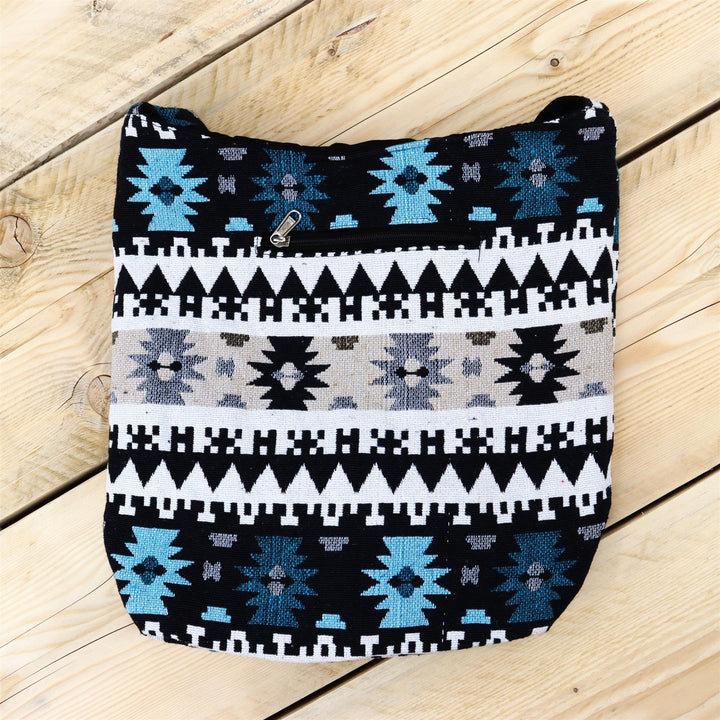 Cotton Canvas Sling Shoulder Bag - Aztec Grey