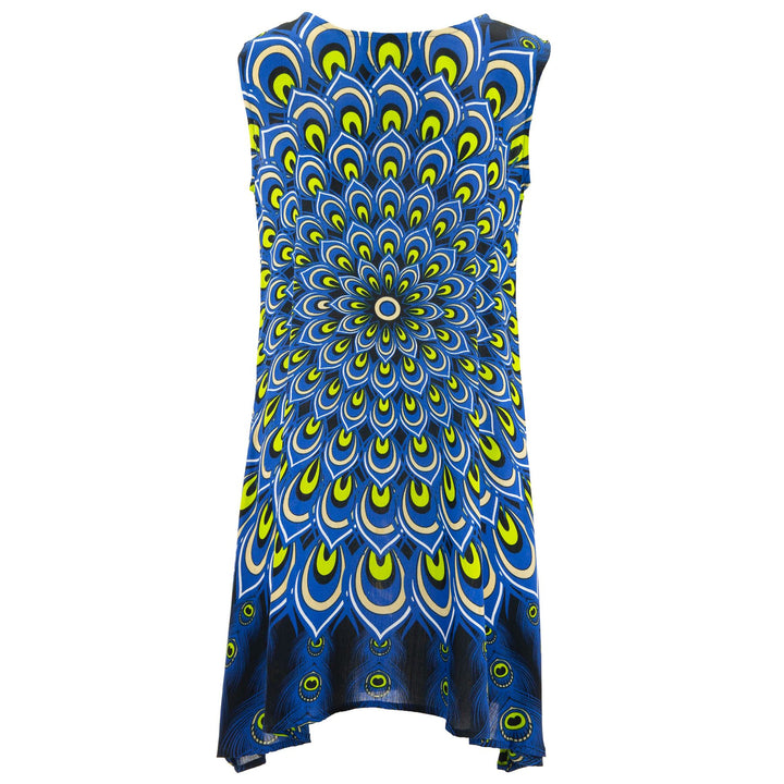 The Swirl Shift Dress - Peacock Mandala Royal Blue