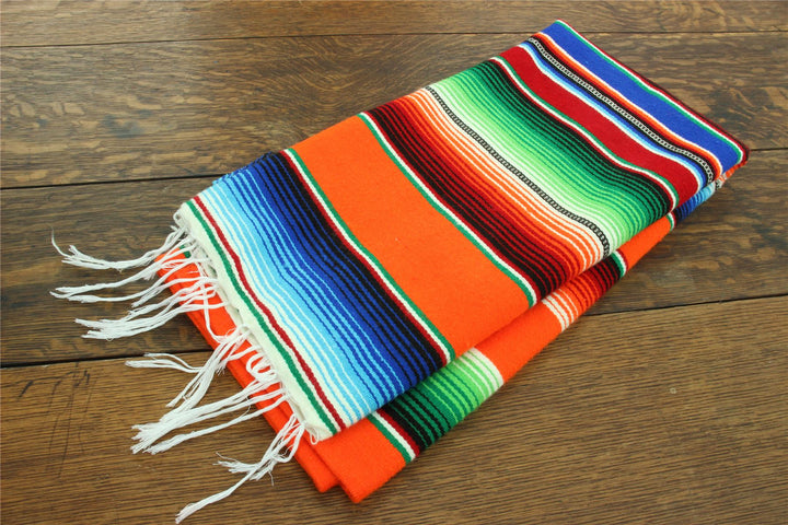 Handwoven Mexican Serape Small 192cm x 88cm - Orange