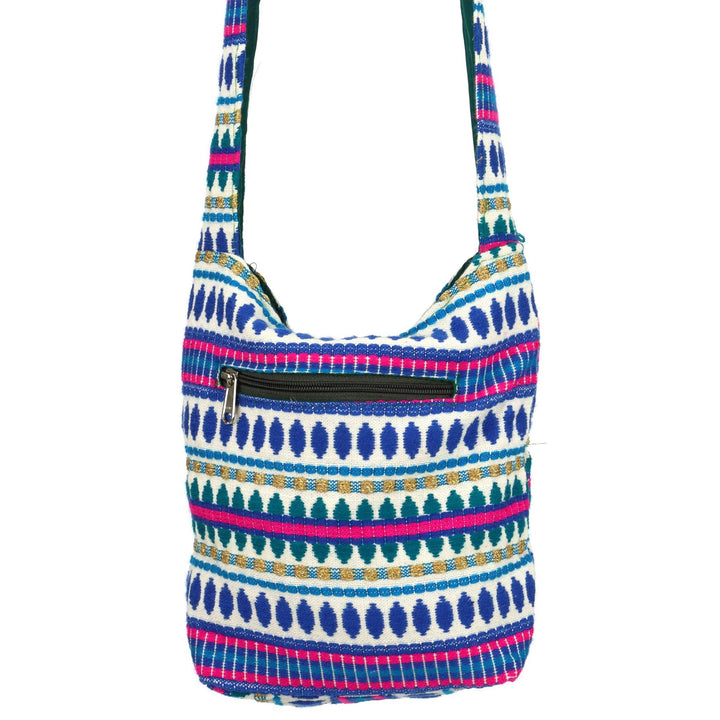 Cotton Canvas Sling Shoulder Bag - Blue Ellipse