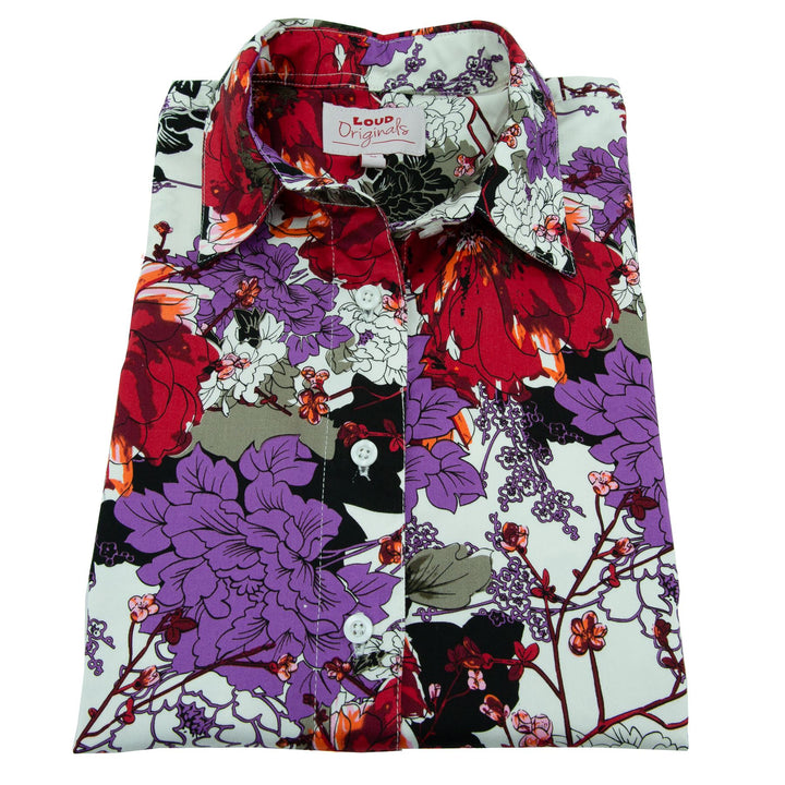 Classic Women's Shirt - Floral Fusion Purple & Red