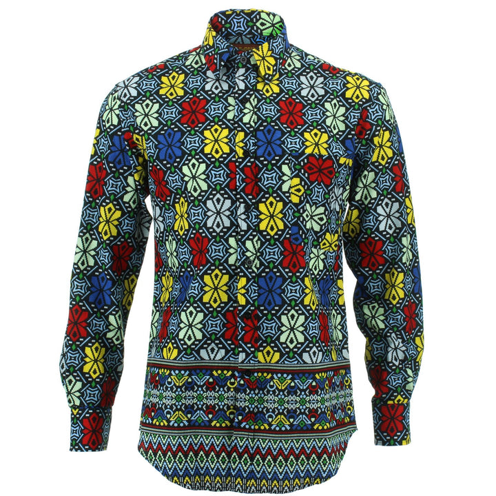 Regular Fit Long Sleeve Shirt - Geometric Digital