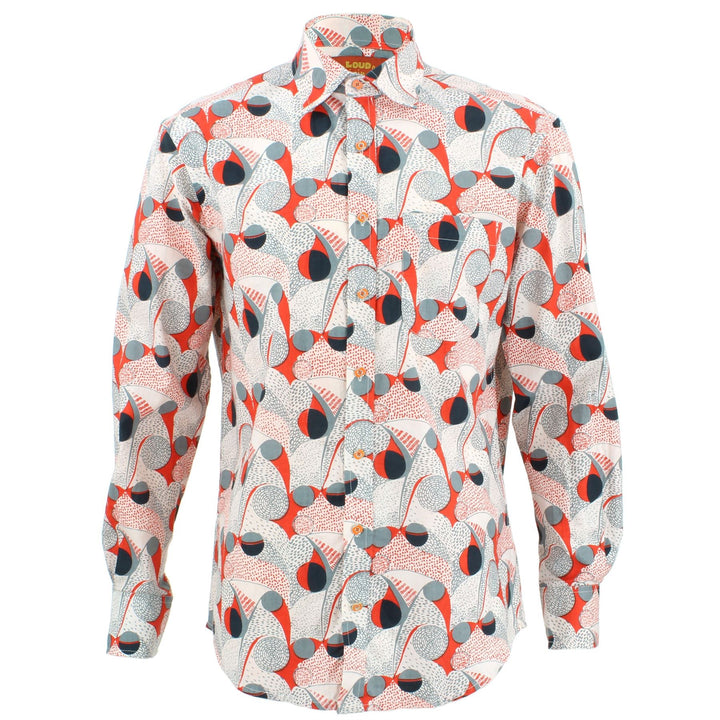 Regular Fit Long Sleeve Shirt - Bright Red & Green Abstract