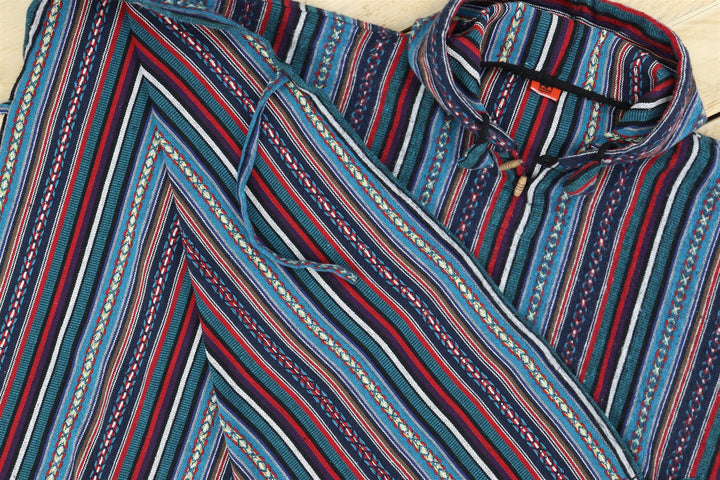 Brushed Cotton Hooded Poncho - Purple Sky