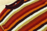 Chunky Wool Knit Jumper - Stripe Rust