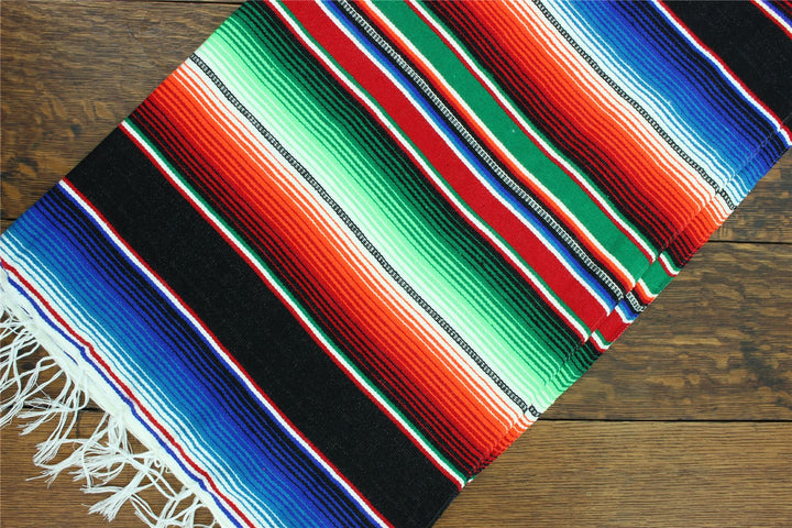 Handwoven Mexican Serape Small 192cm x 88cm - Black