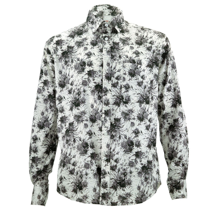 Regular Fit Long Sleeve Shirt - Charcoal Roses