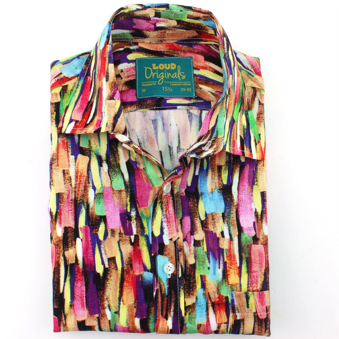 Regular Fit Short Sleeve Shirt - Brushstrokes