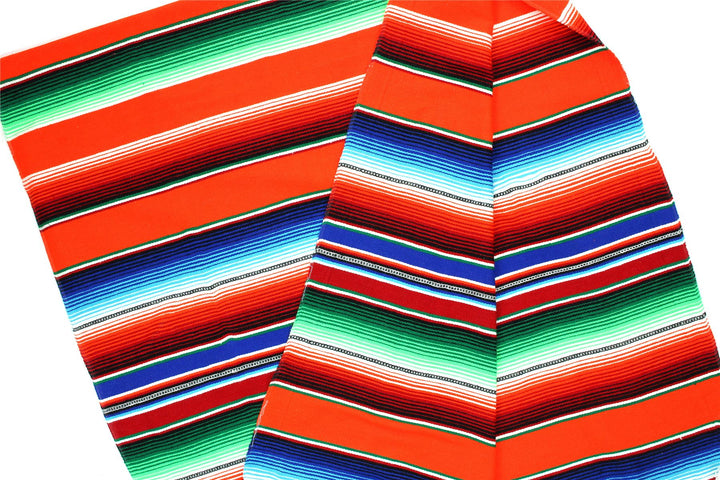 Handwoven Mexican Serape Small 192cm x 88cm - Orange