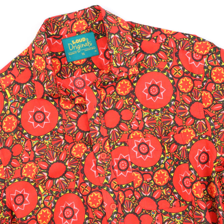 Regular Fit Short Sleeve Shirt - Red Geo