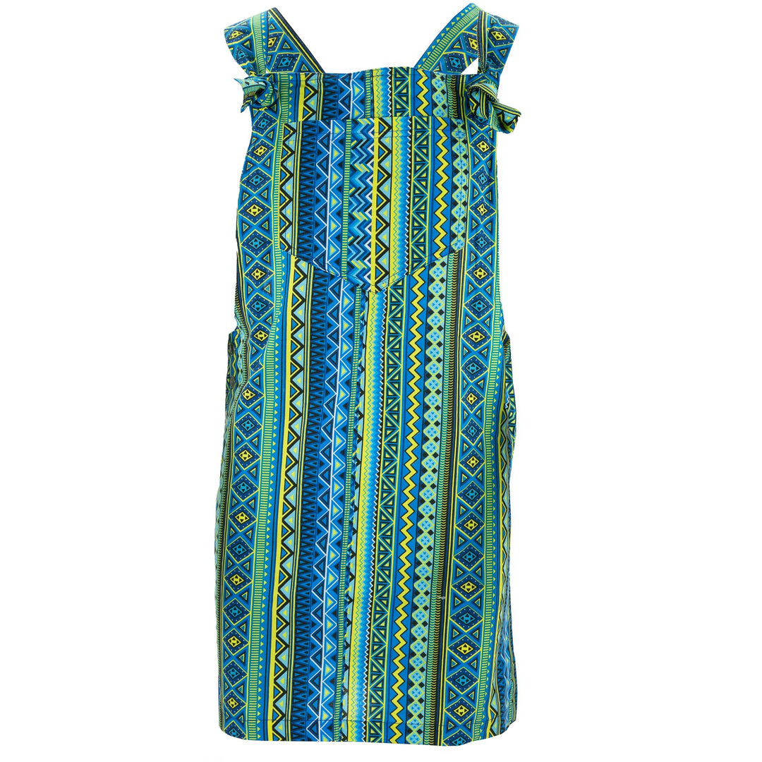 Chic Tea Shift Dungaree Dress - Aztec Blue