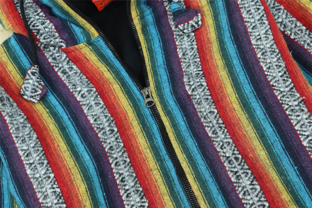 Brushed Gheri Cotton Hoodie Fleece Lined - Rainbow