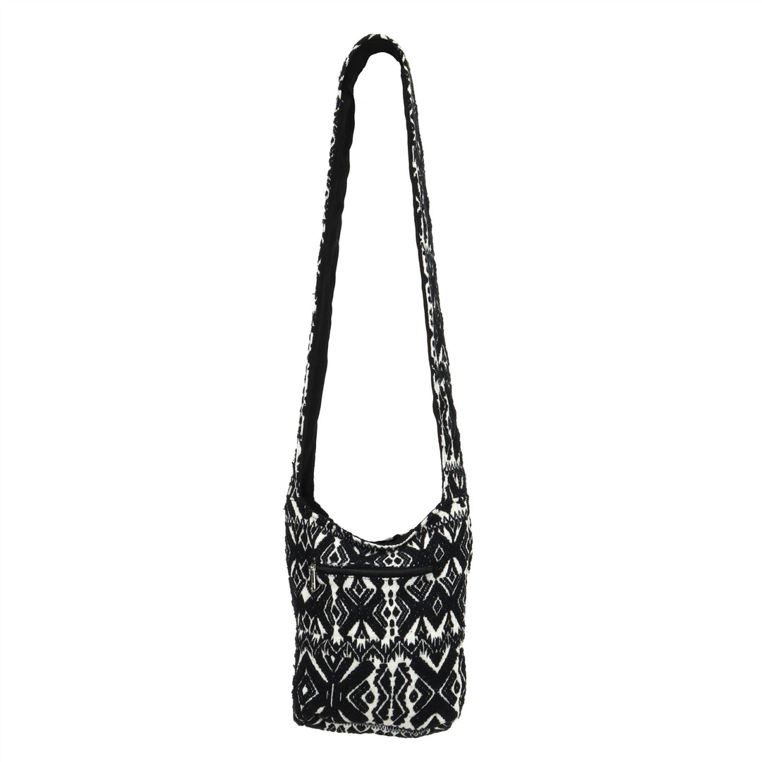 Cotton Canvas Sling Shoulder Bag - Black X