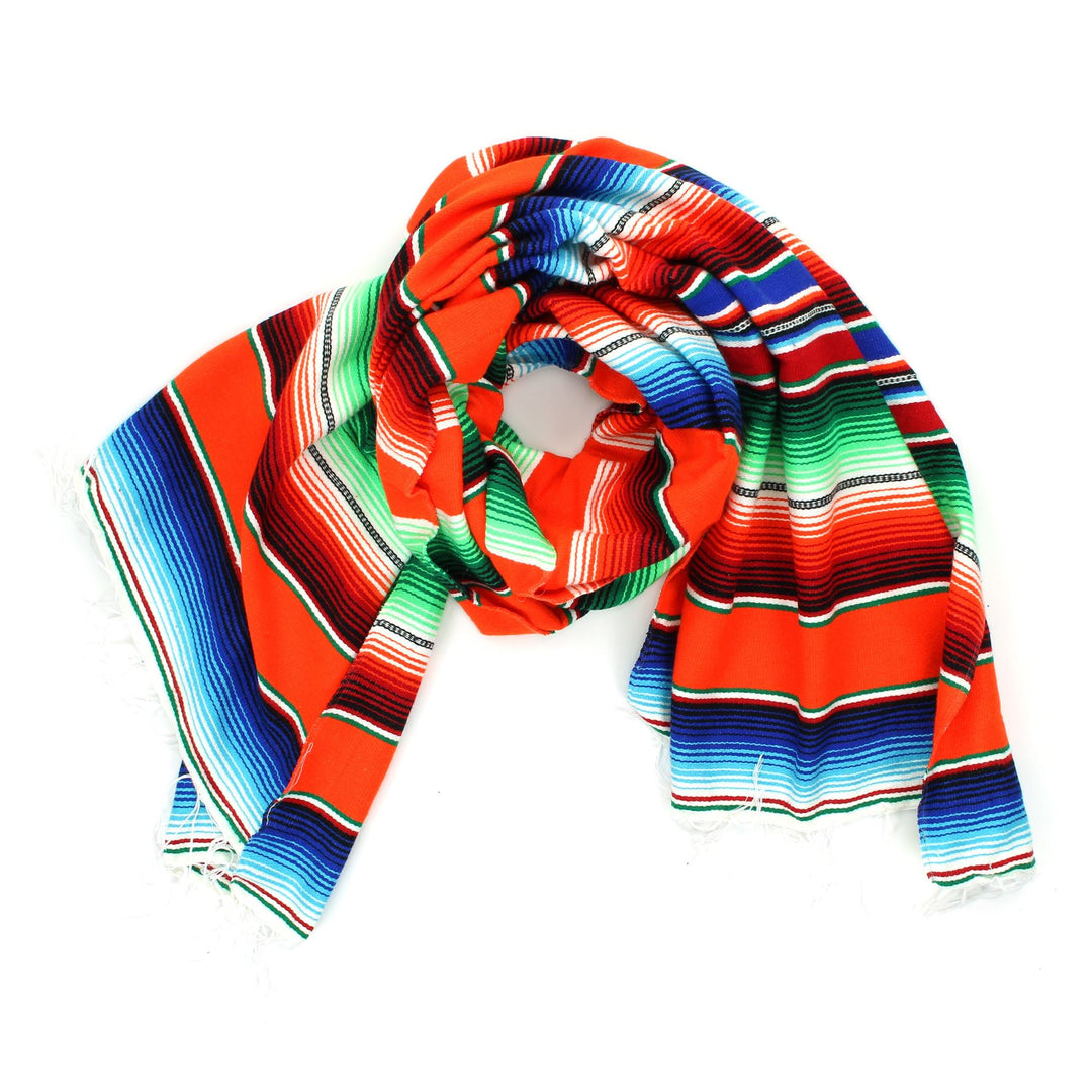 Handwoven Mexican Serape Small 192cm x 88cm - Orange