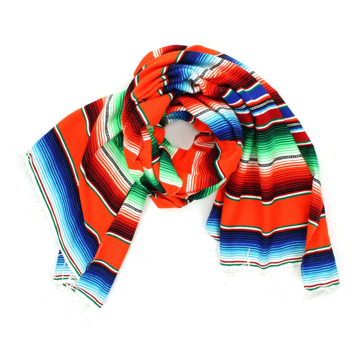 Handwoven Mexican Serape Small 192cm x 88cm - Orange