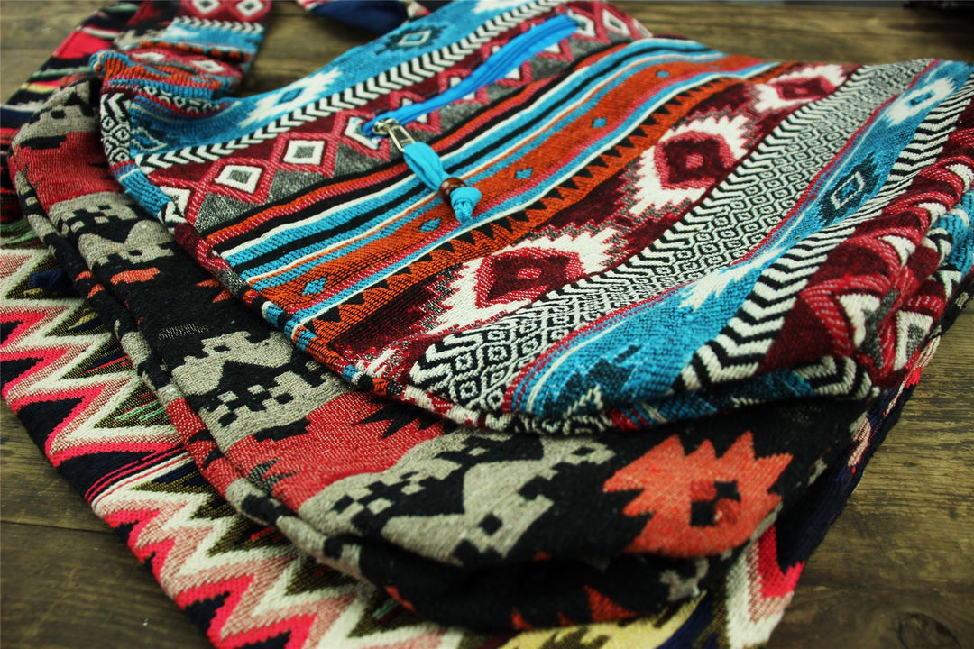 Cotton Canvas Sling Shoulder Bag - Aztec Grey