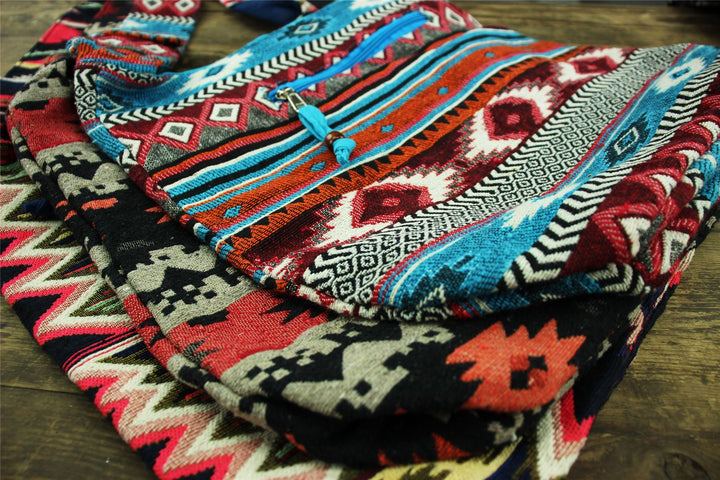 Cotton Canvas Sling Shoulder Bag - Aztec Grey