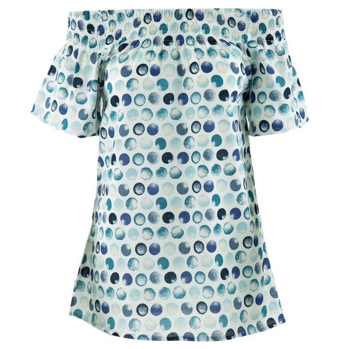 Shirred Super Top - Blue Bubbles