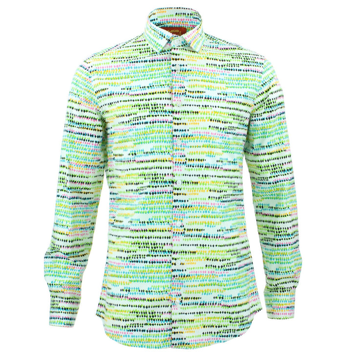 Tailored Fit Long Sleeve Shirt - Diamond Lines