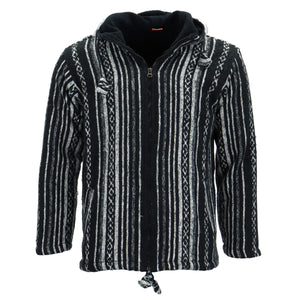 Brushed Gheri Cotton Hoodie Fleece Lined - Black Diamond