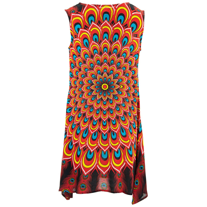 The Swirl Shift Dress - Peacock Mandala Red