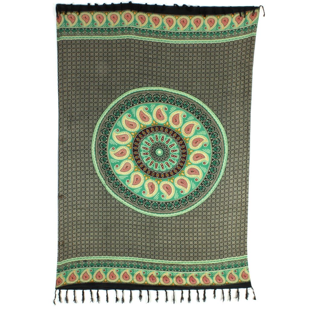 Paisley Mandala Print Viscose Rayon Sarong - Green