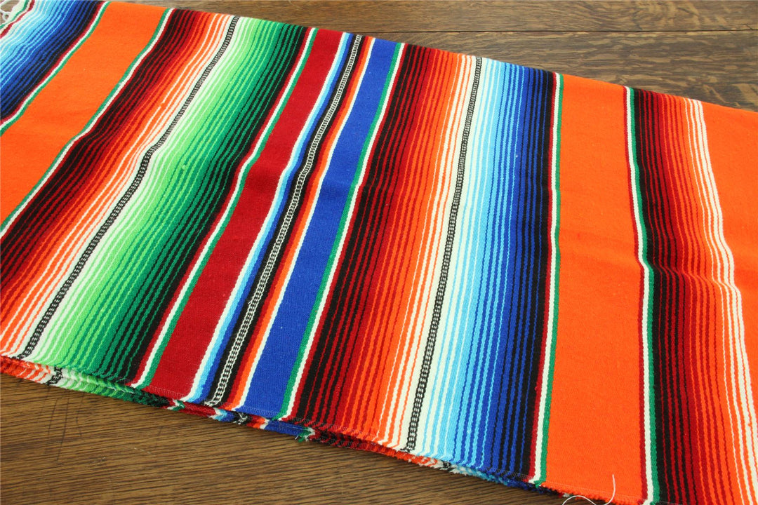 Handwoven Mexican Serape Small 192cm x 88cm - Orange