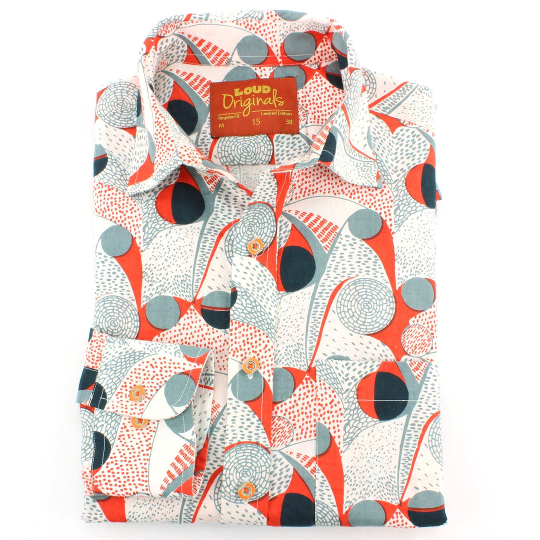 Regular Fit Long Sleeve Shirt - Bright Red & Green Abstract