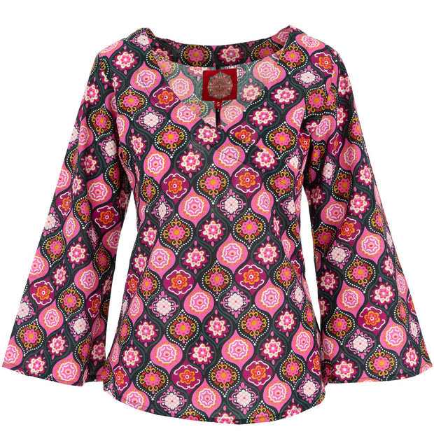 Wrap Top with Bell Sleeve - Majestic Pink