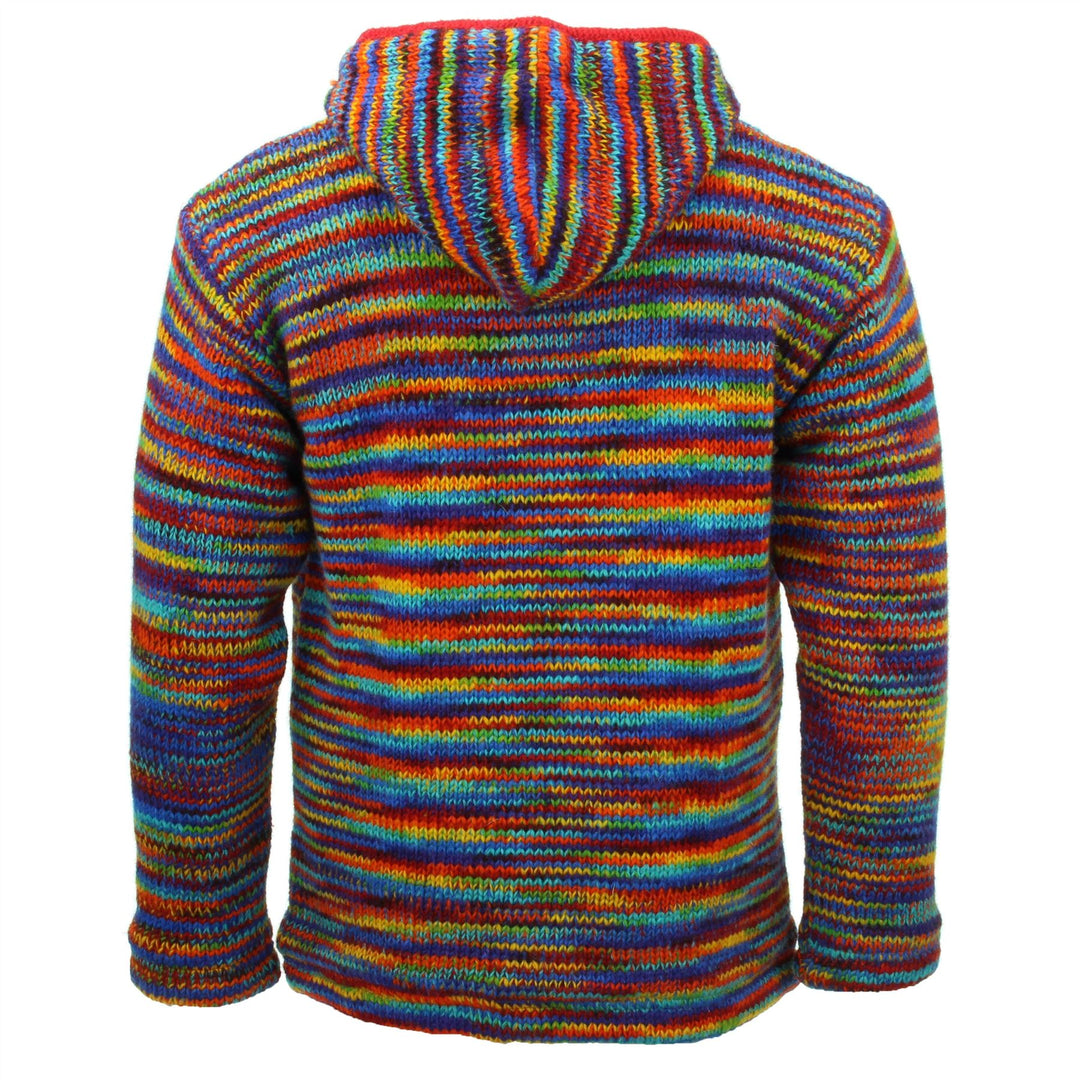 Hand Knitted Wool Hooded Jacket Cardigan - SD Rainbow