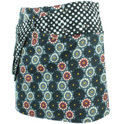 Reversible Popper Wrap Mini Skirt - Kaleidoscope / Mono Dots