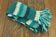 Hand Knitted Wool Scarf - Stripe Teal