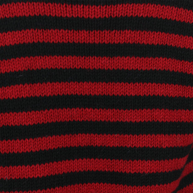 Chunky Wool Knit Jumper - Stripe Red Black