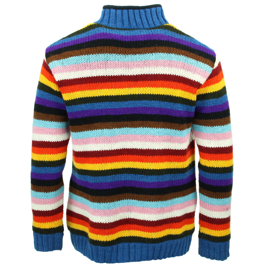 Hand Knitted Wool Jacket Cardigan - Stripe Progress Rainbow