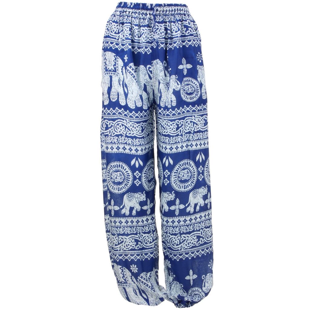 Loose Ali Baba Harem Elephant Trousers Pants - Blue