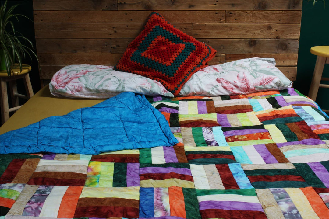 Handmade Quilted Patchwork Batik Printed Bedspread