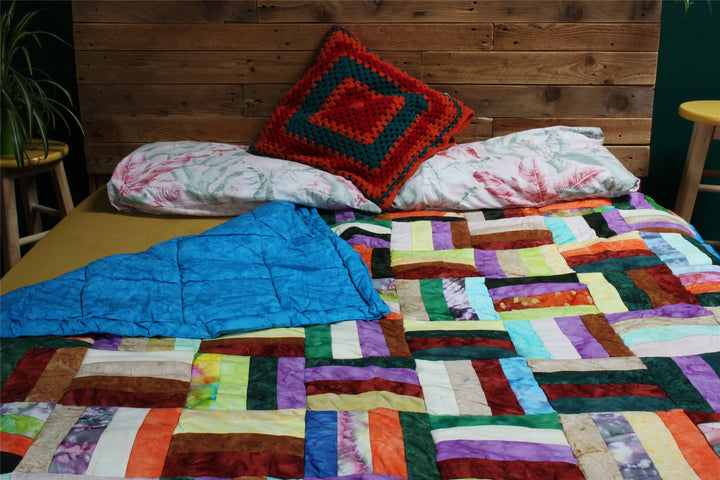 Handmade Quilted Patchwork Batik Printed Bedspread