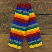 Hand Knitted Wool Leg Warmers - Stripe Rainbow 2