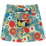 Reversible Popper Wrap Children's Size Mini Skirt - Abstract Floral / Swirls & Spheres