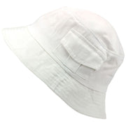 Bucket Hat with Velcro Side Pocket and UV Protection - White