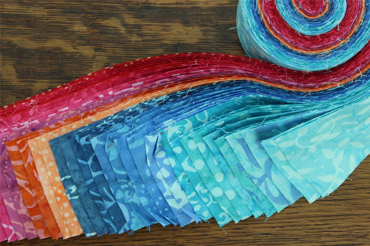 Jelly Roll - 40 Strips of 2.5" x 37" Cotton Batik