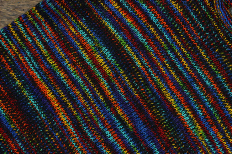 Hand Knitted Wool Jumper - SD Black Rainbow