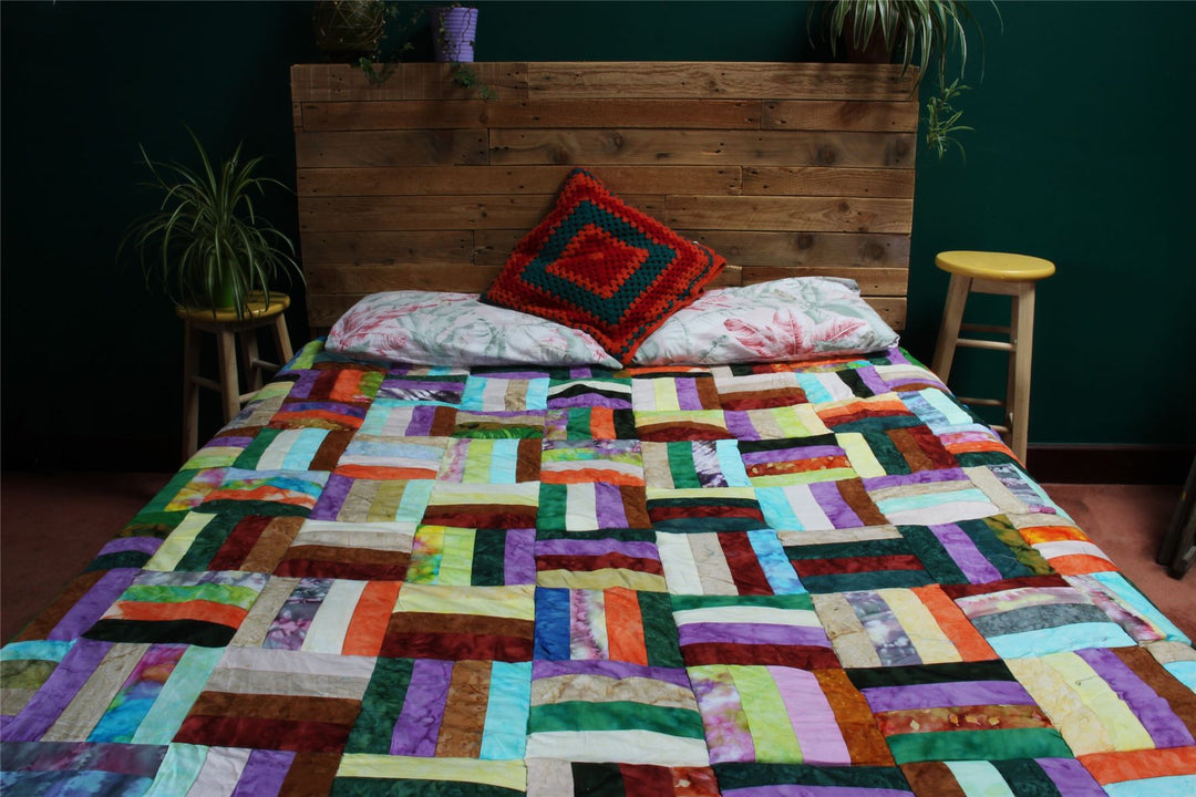 Handmade Quilted Patchwork Batik Printed Bedspread