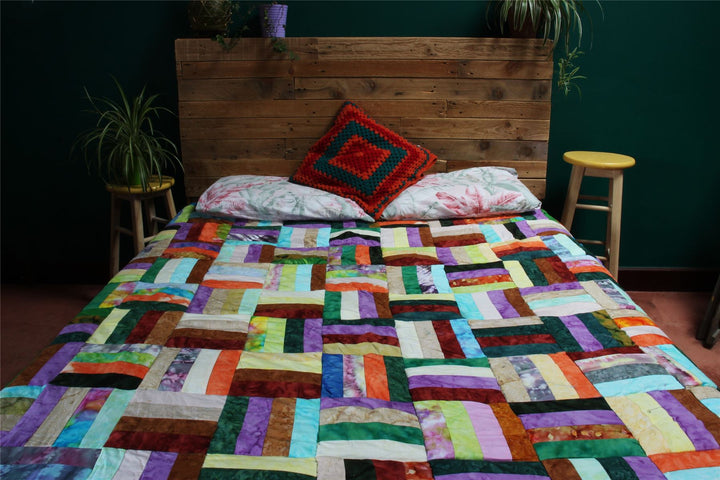 Handmade Quilted Patchwork Batik Printed Bedspread