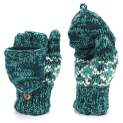 Hand Knitted Wool Shooter Gloves - Diamond Teal SD