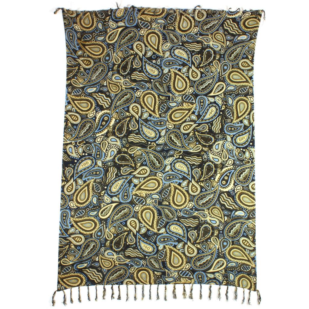 Paisley Print Viscose Rayon Sarong - Blue & Green